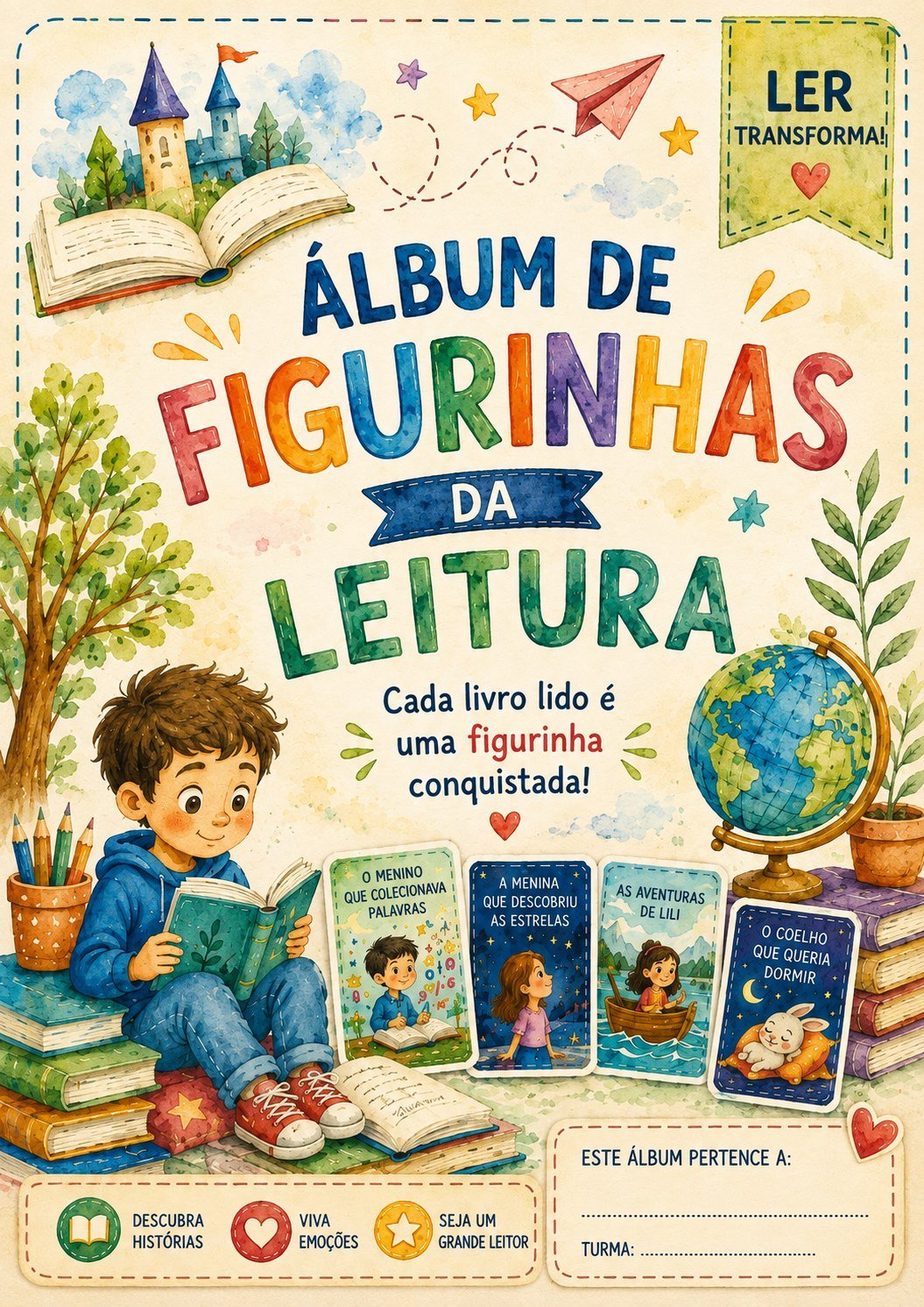 Capa da apostila Álbum de Figurinhas da Leitura