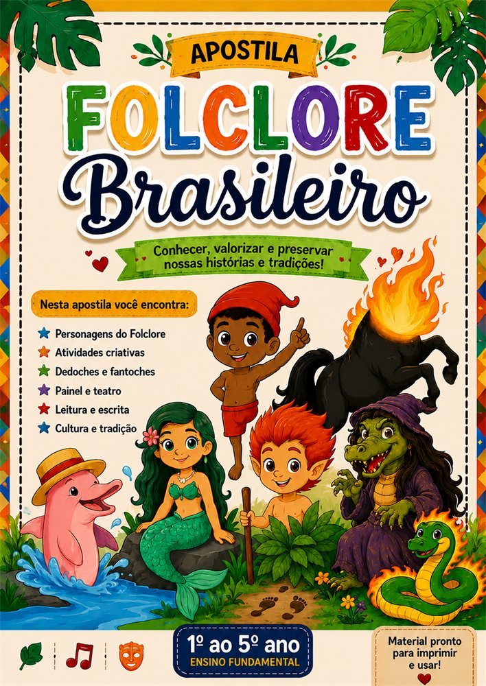 Capa da apostila Folclore Brasileiro para o Ensino Fundamental I
